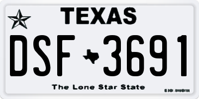 TX license plate DSF3691