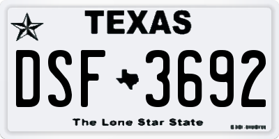 TX license plate DSF3692