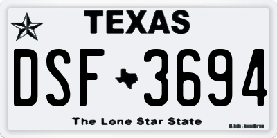 TX license plate DSF3694