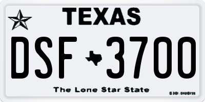 TX license plate DSF3700