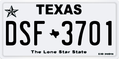 TX license plate DSF3701