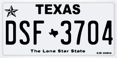 TX license plate DSF3704