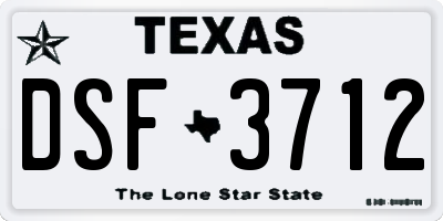 TX license plate DSF3712