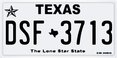 TX license plate DSF3713