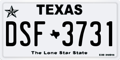 TX license plate DSF3731