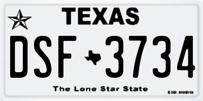 TX license plate DSF3734