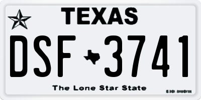 TX license plate DSF3741