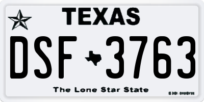 TX license plate DSF3763