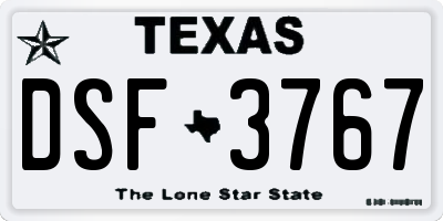 TX license plate DSF3767