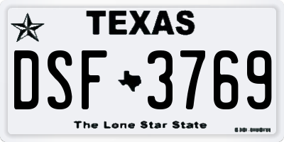 TX license plate DSF3769