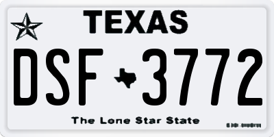 TX license plate DSF3772