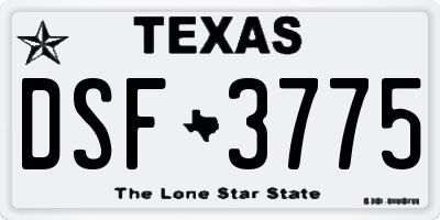 TX license plate DSF3775