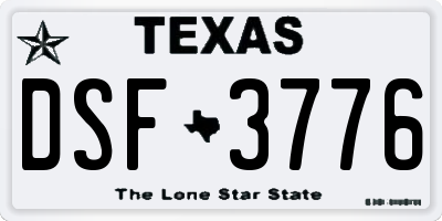 TX license plate DSF3776