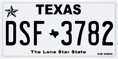 TX license plate DSF3782