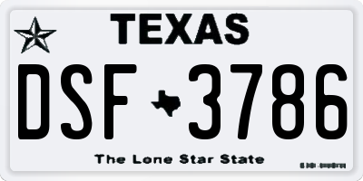 TX license plate DSF3786