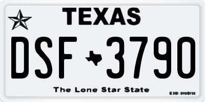 TX license plate DSF3790