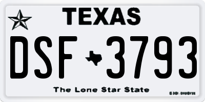 TX license plate DSF3793