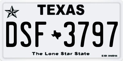 TX license plate DSF3797