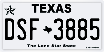 TX license plate DSF3885