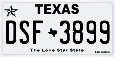 TX license plate DSF3899