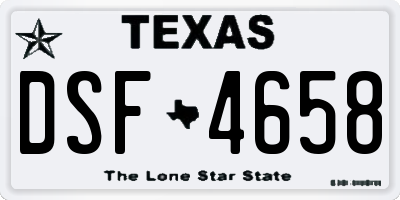 TX license plate DSF4658