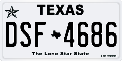 TX license plate DSF4686