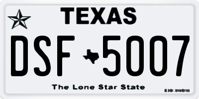 TX license plate DSF5007