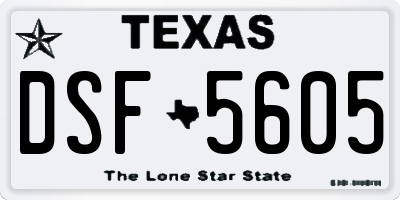 TX license plate DSF5605