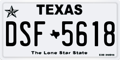 TX license plate DSF5618