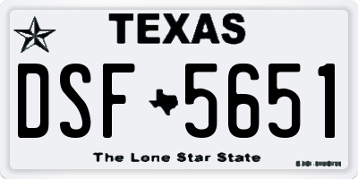 TX license plate DSF5651