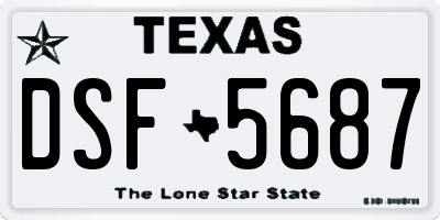 TX license plate DSF5687