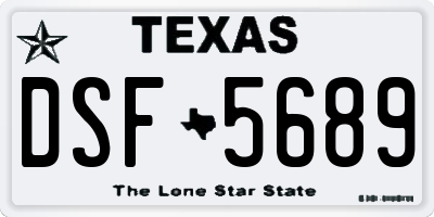 TX license plate DSF5689