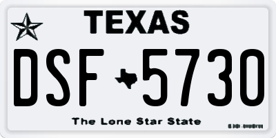 TX license plate DSF5730