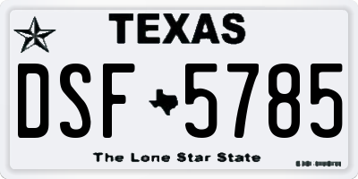 TX license plate DSF5785