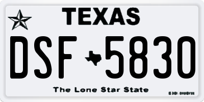 TX license plate DSF5830