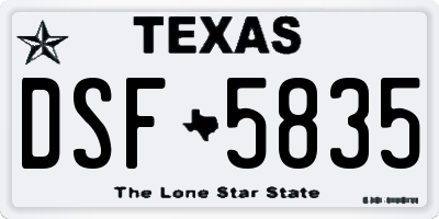 TX license plate DSF5835