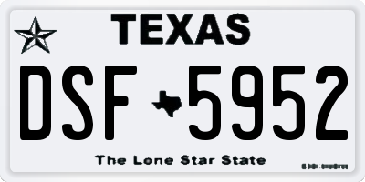 TX license plate DSF5952