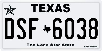 TX license plate DSF6038