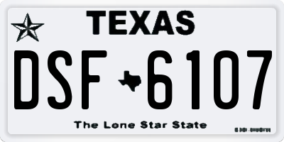 TX license plate DSF6107