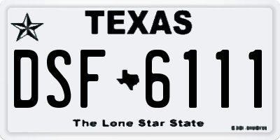 TX license plate DSF6111