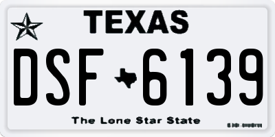 TX license plate DSF6139