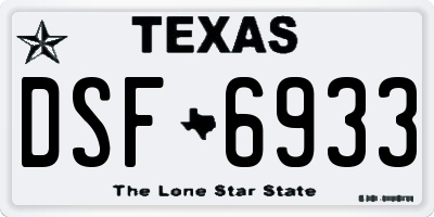 TX license plate DSF6933