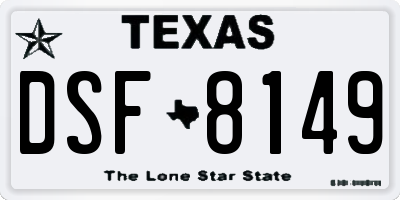 TX license plate DSF8149