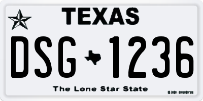 TX license plate DSG1236