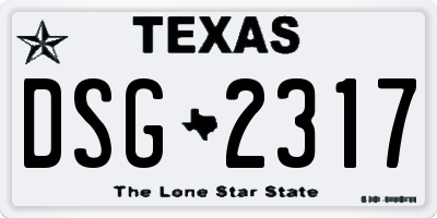 TX license plate DSG2317