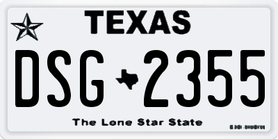 TX license plate DSG2355