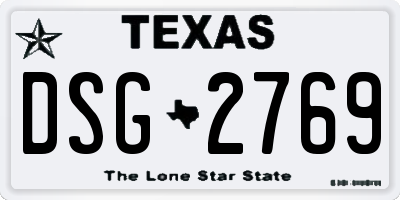 TX license plate DSG2769