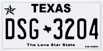 TX license plate DSG3204