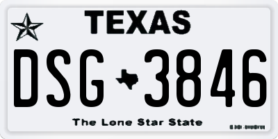 TX license plate DSG3846