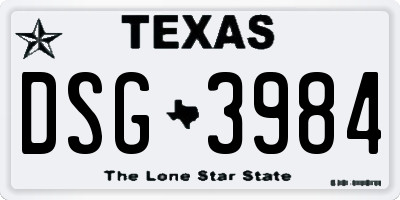 TX license plate DSG3984